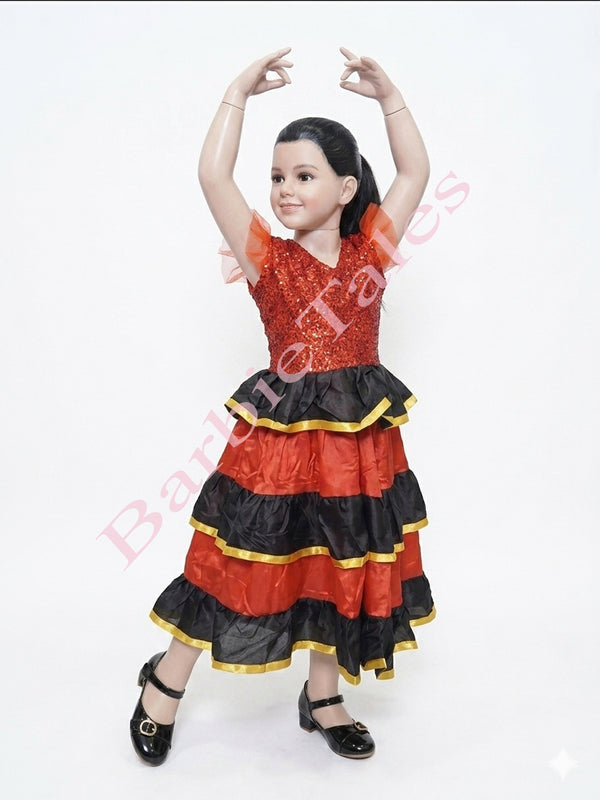 Flamingo Salsa Spanish Senorita Girl Fancy Dress - BarbieTales.com Flamingo Salsa Spanish Senorita Girl Fancy Dress - BarbieTales.com