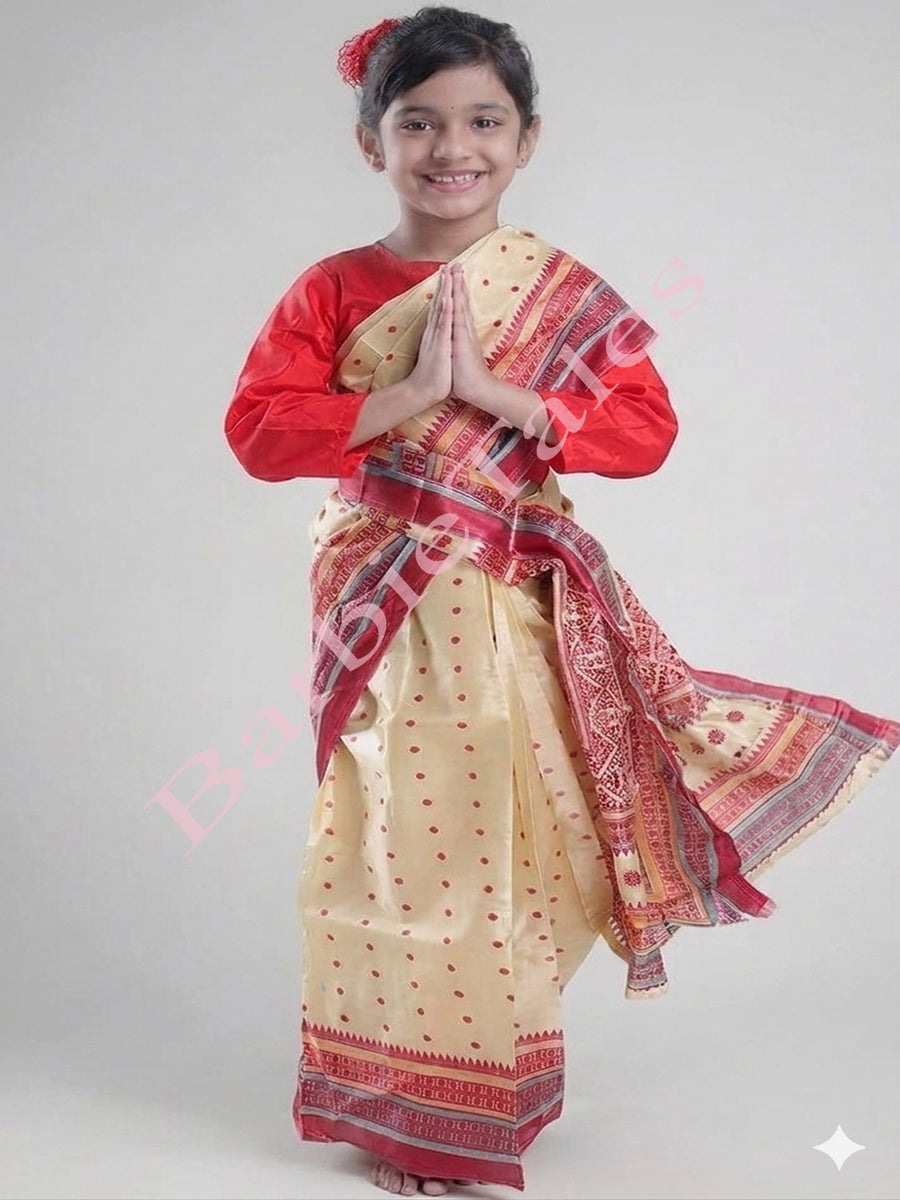 Assami Bihu Girl Saree Fancy Dress for Girls