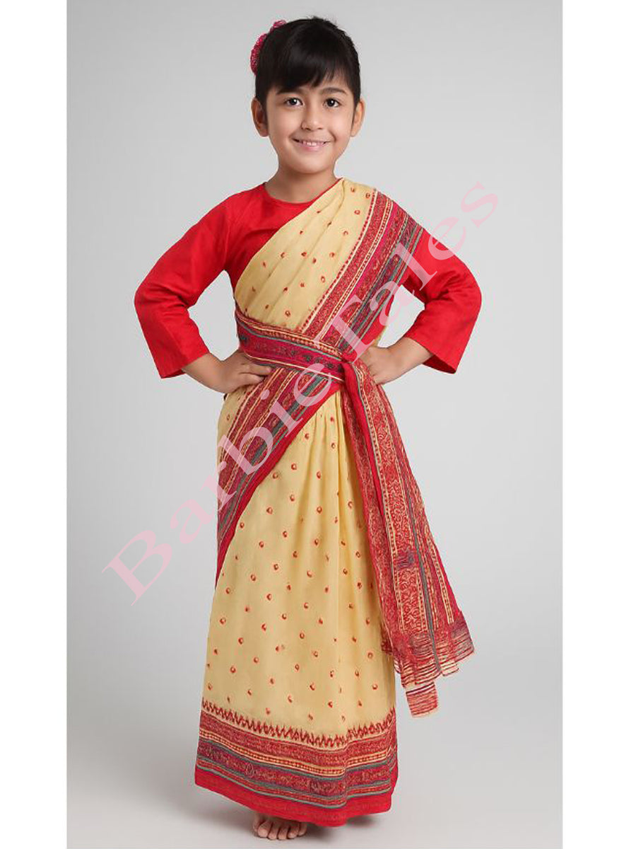 Assami Bihu Girl Saree Fancy Dress for Girls