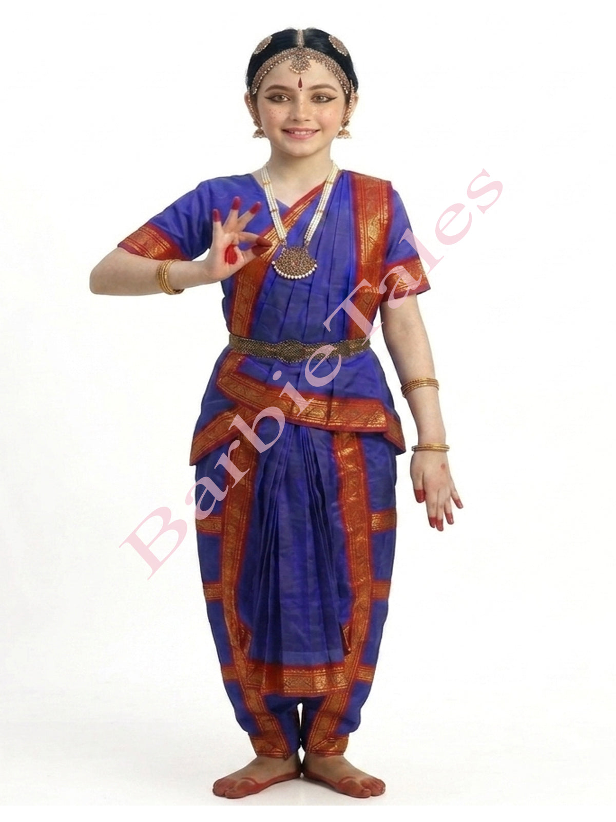 Bharatanatyam Indian Classical Dance Costume For Girls - Blue