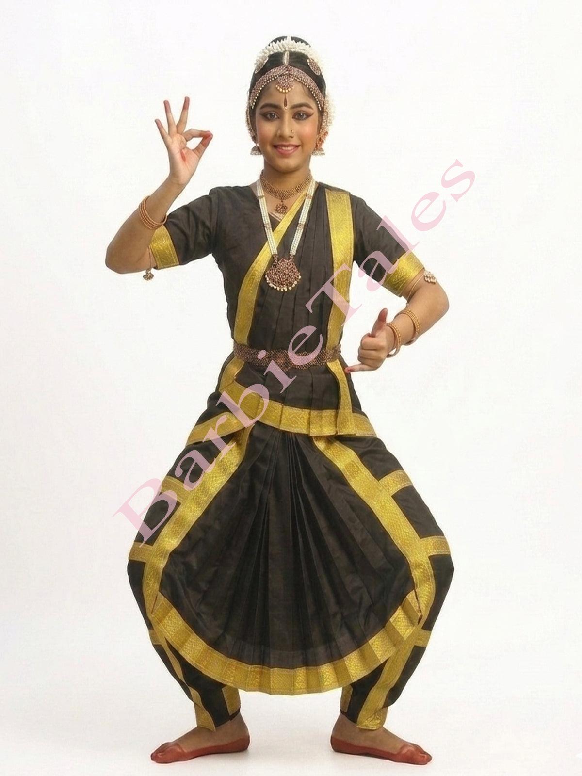 Bharatanatyam Indian Classical Dance Costume For Girls -Black