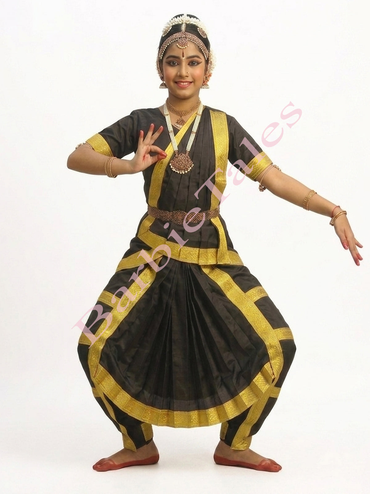 Bharatanatyam Indian Classical Dance Costume For Girls -Black