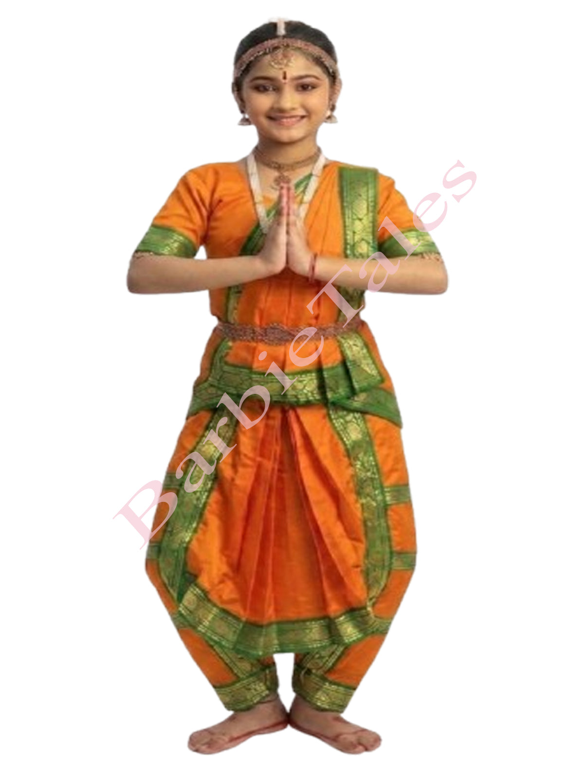 Bharatanatyam Indian Classical Dance Costume For Girls -Orange