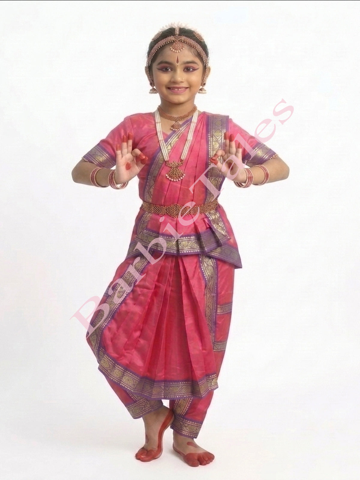 Bharatanatyam Indian Classical Dance Costume For Girls -Pink