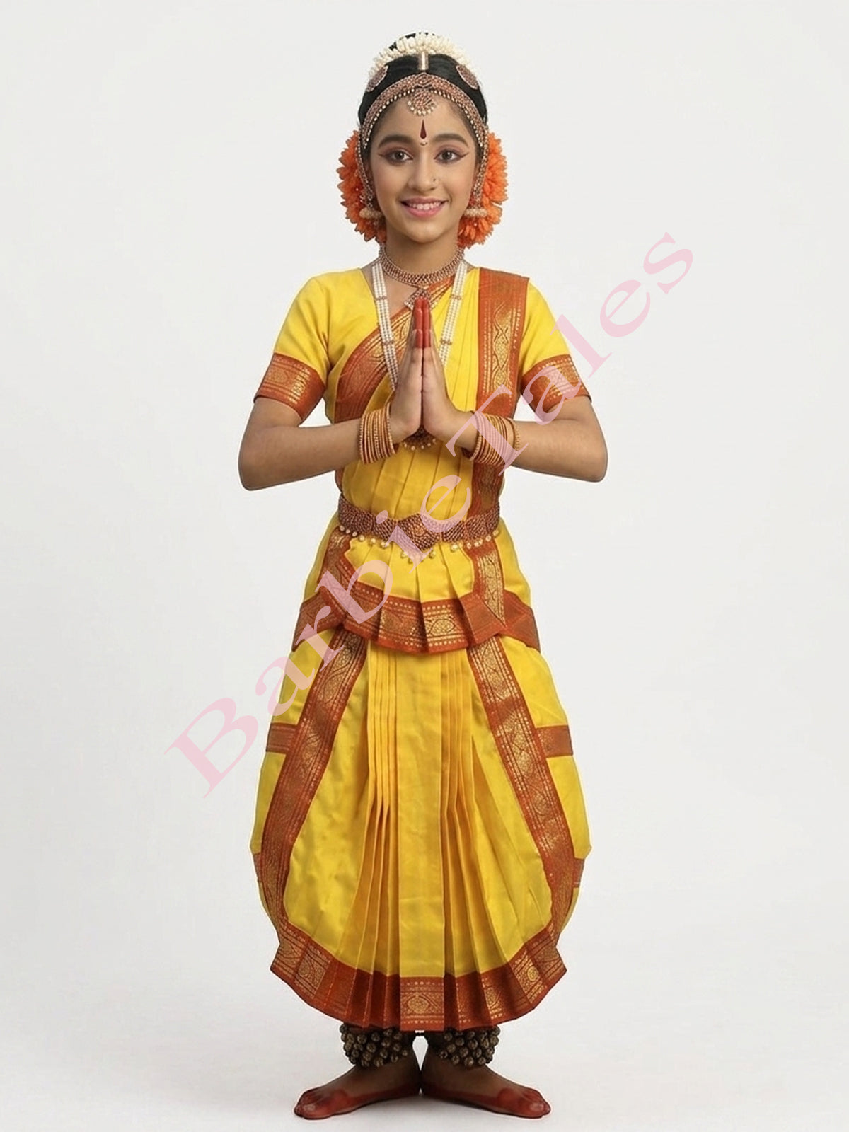 Bharatanatyam Indian Classical Dance Costume For Girls -Yellow
