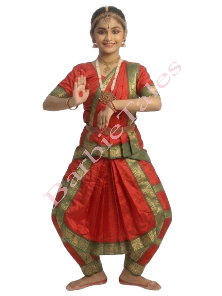 Bharatanatyam Indian Classical Dance Costume For Girls -Red