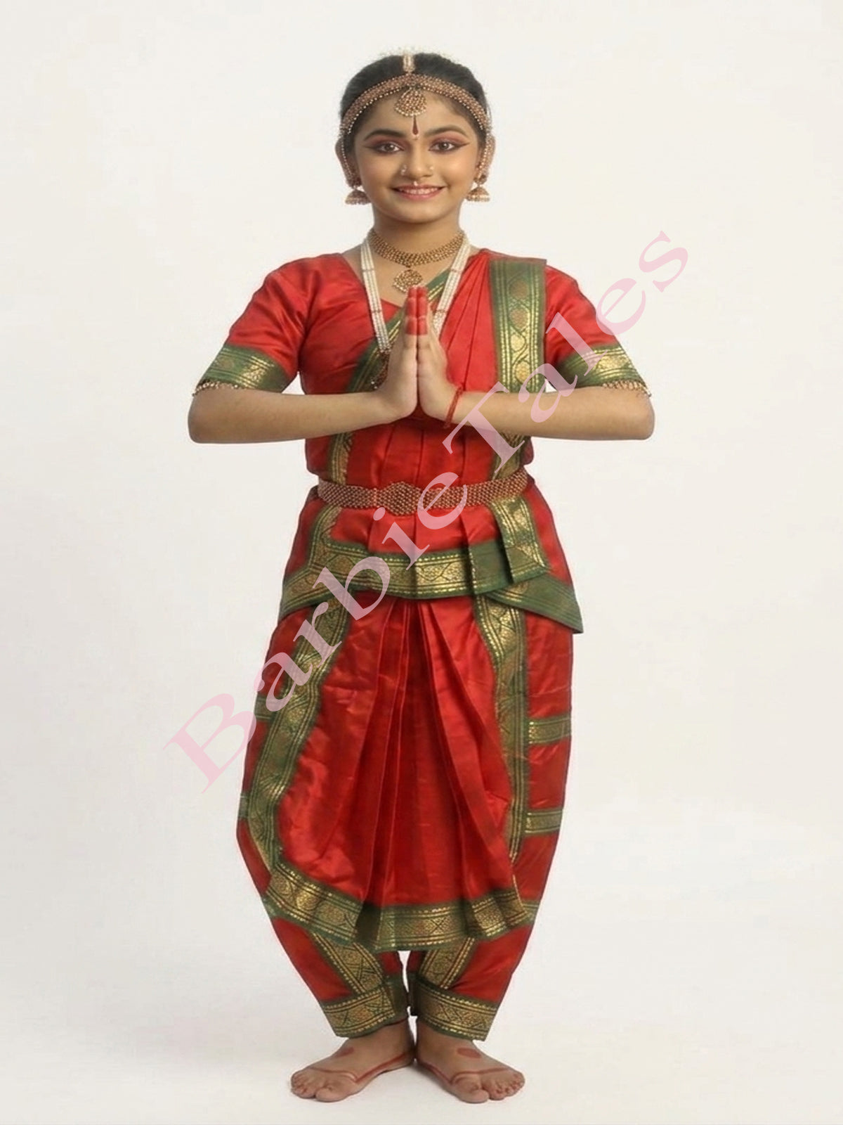 Bharatanatyam Indian Classical Dance Costume For Girls -Red