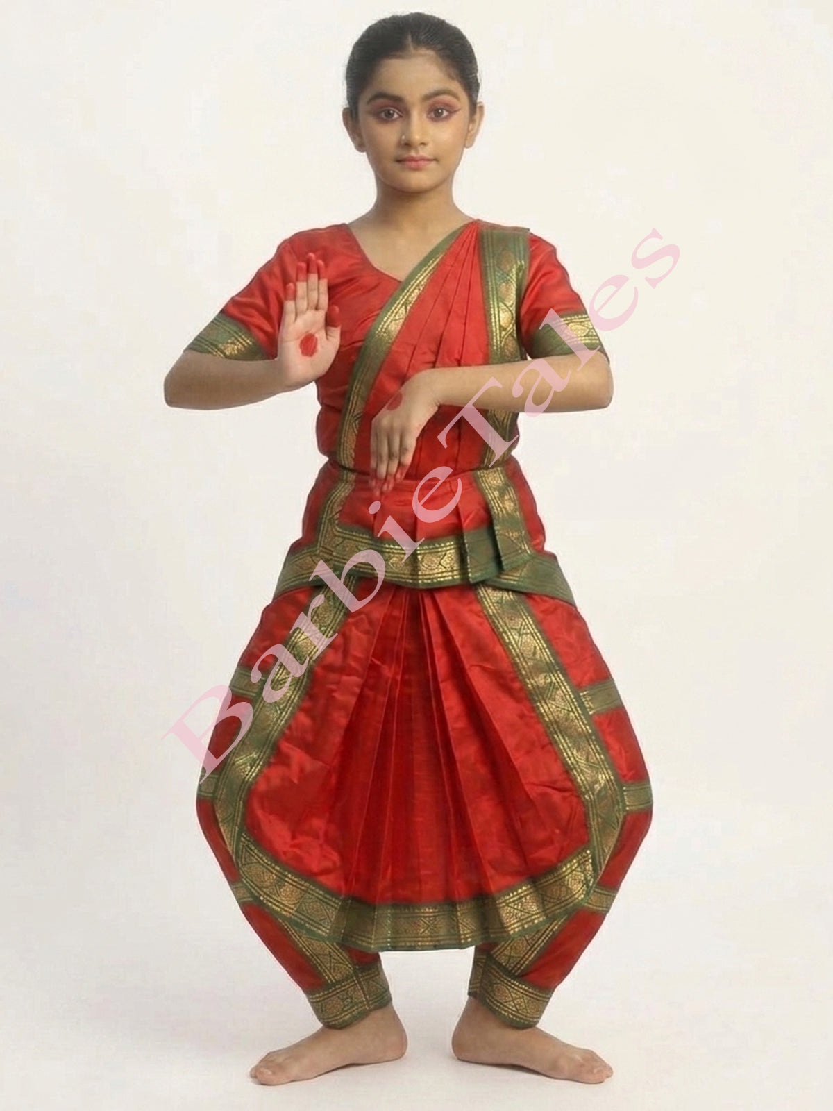 Bharatanatyam Indian Classical Dance Costume For Girls -Red