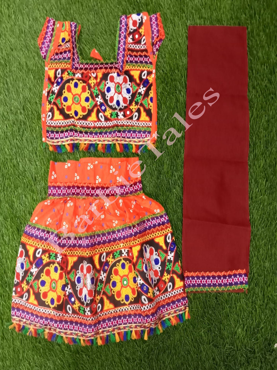 Gopika Radha Lehenga Orange Costume For Girls