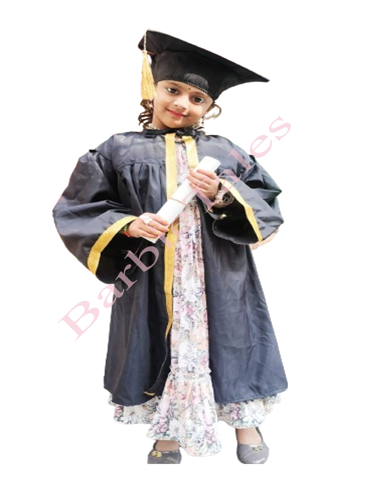 Graduation Gown Black with Gold Border