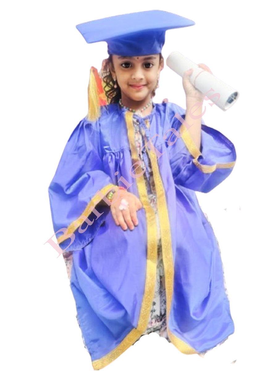 Graduation Gown Blue with Gold Border