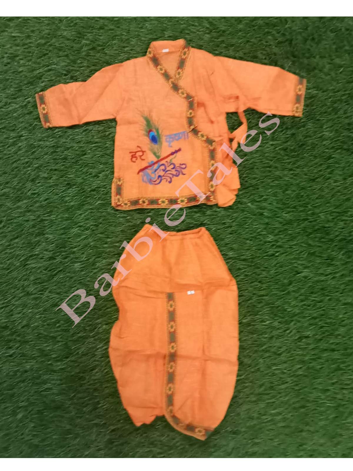 Krishna Orange Top Orange Dhoti Costume For Boys