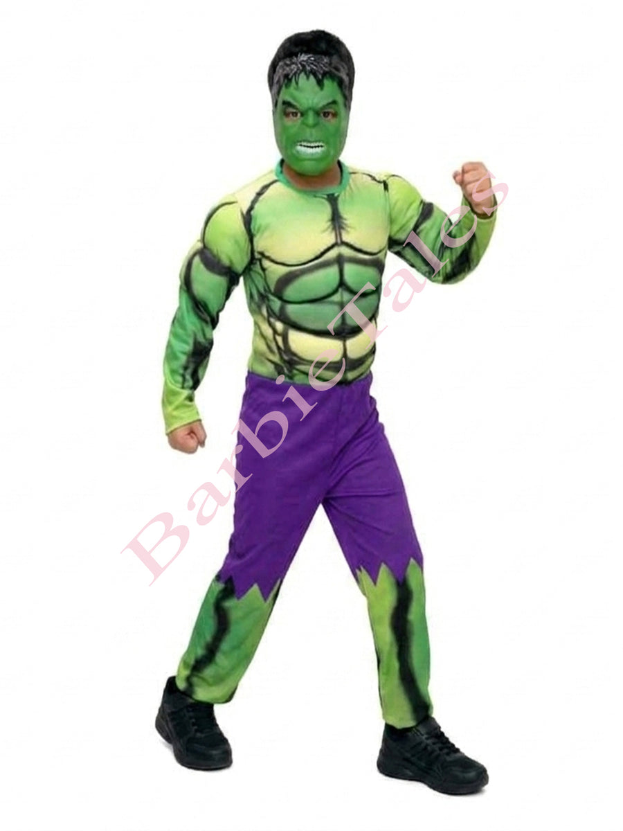 Hulk Avengers Superhero Kids Fancy Dress Costume With Mask | Muscular