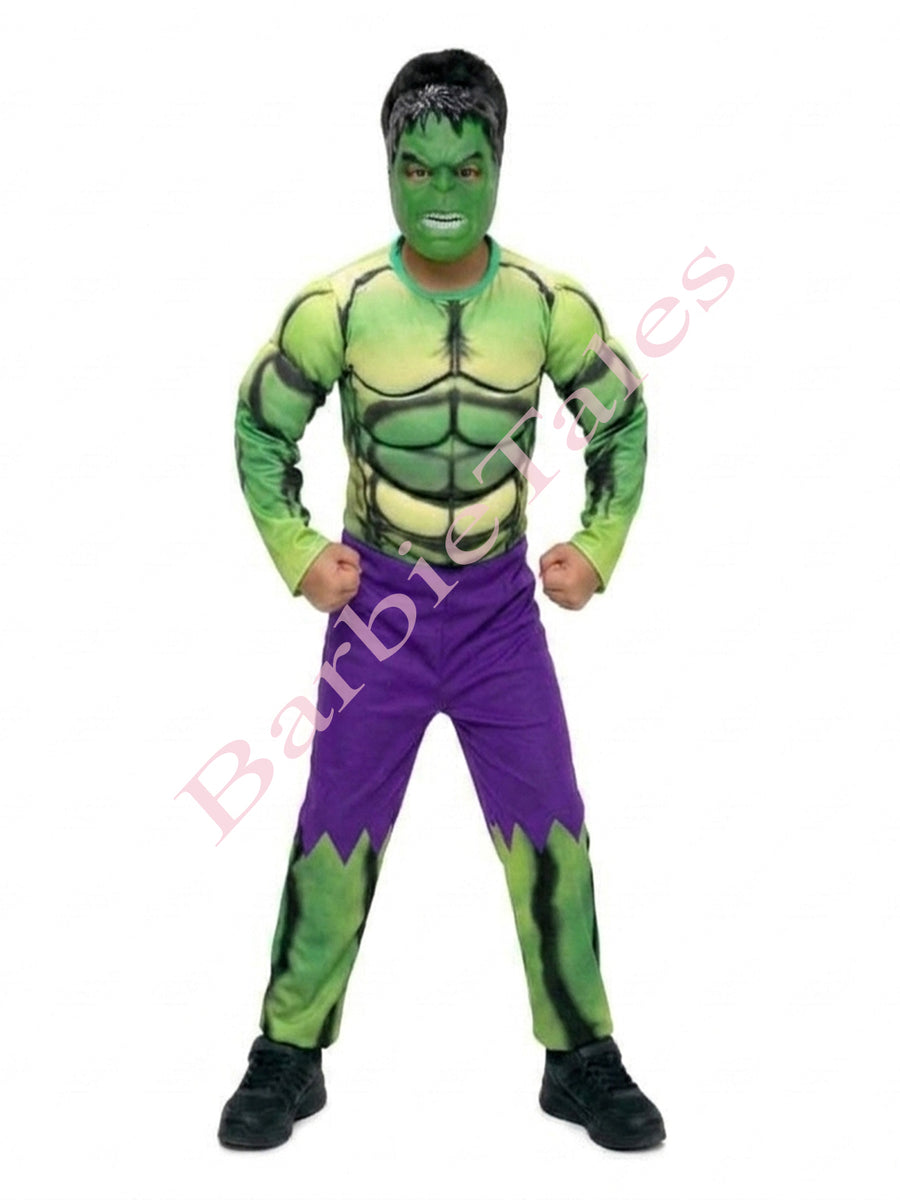 Hulk Avengers Superhero Kids Fancy Dress Costume With Mask | Muscular