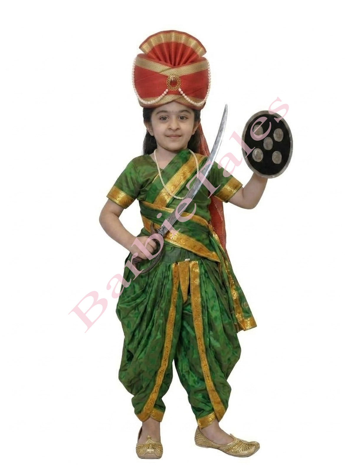 Rani Laxmi Bai Jhansi Ki Rani  Green Kids Fancy Dress Costume