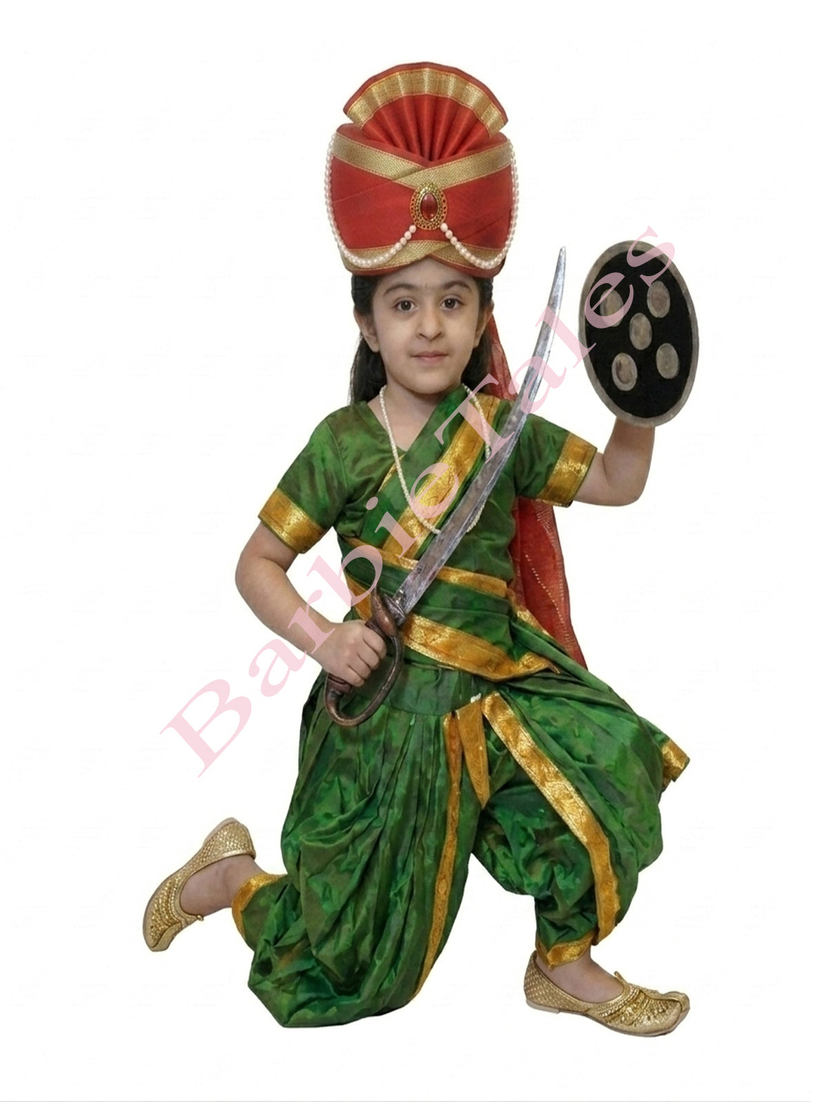 Rani Laxmi Bai Jhansi Ki Rani  Green Kids Fancy Dress Costume