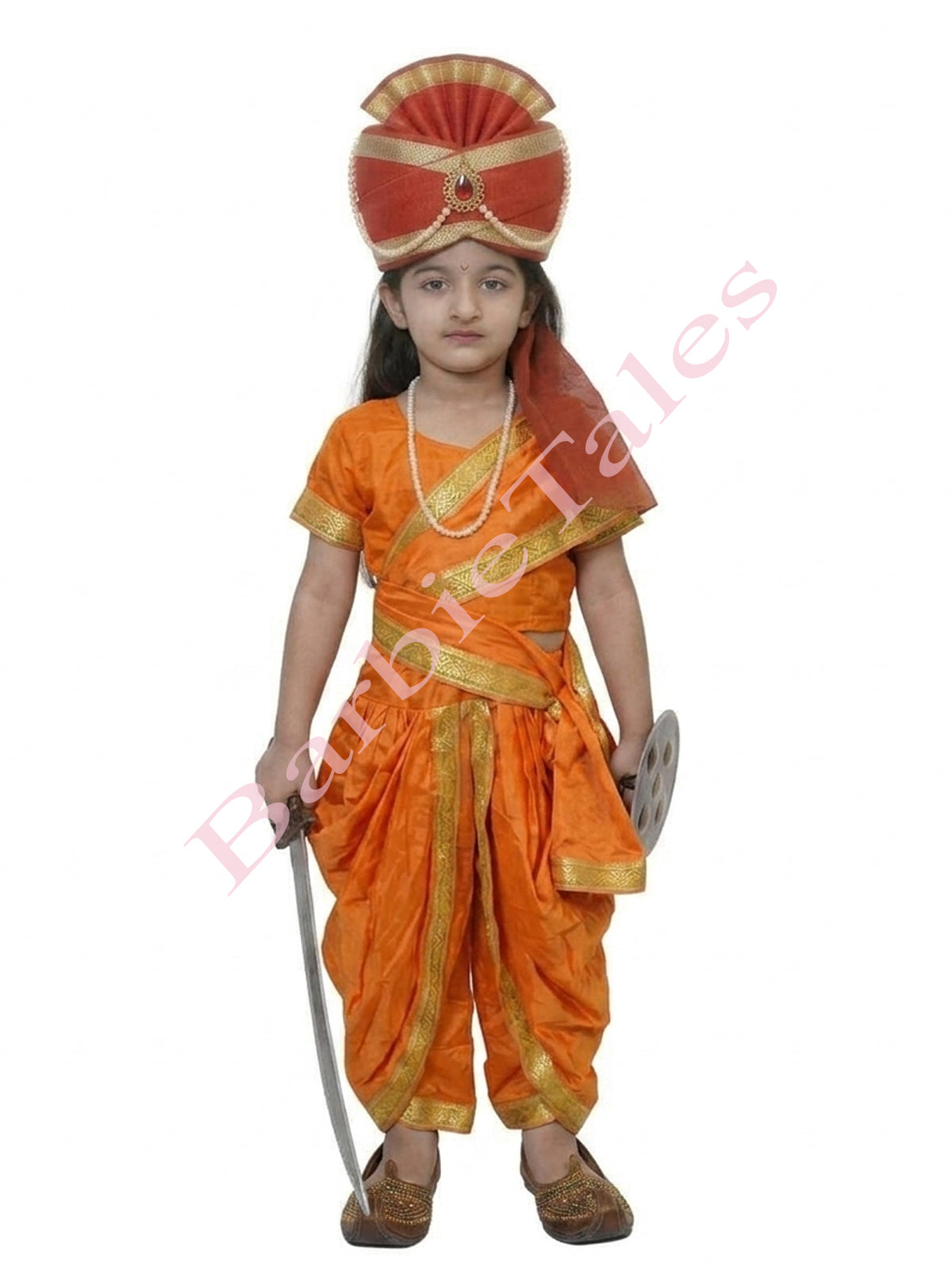 Rani Laxmi Bai Jhansi Ki Rani  (Orange) Kids Fancy Dress Costume
