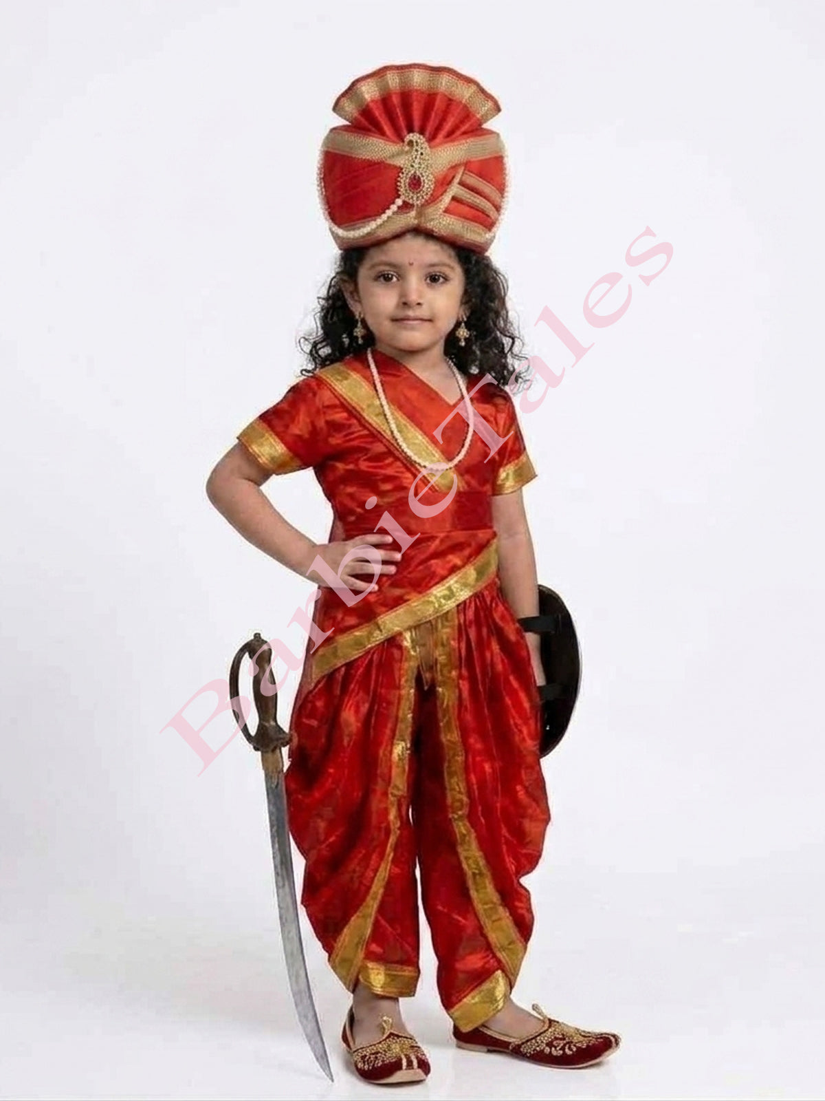 Rani Laxmi Bai Jhansi Ki Rani  (Red) Kids Fancy Dress Costume