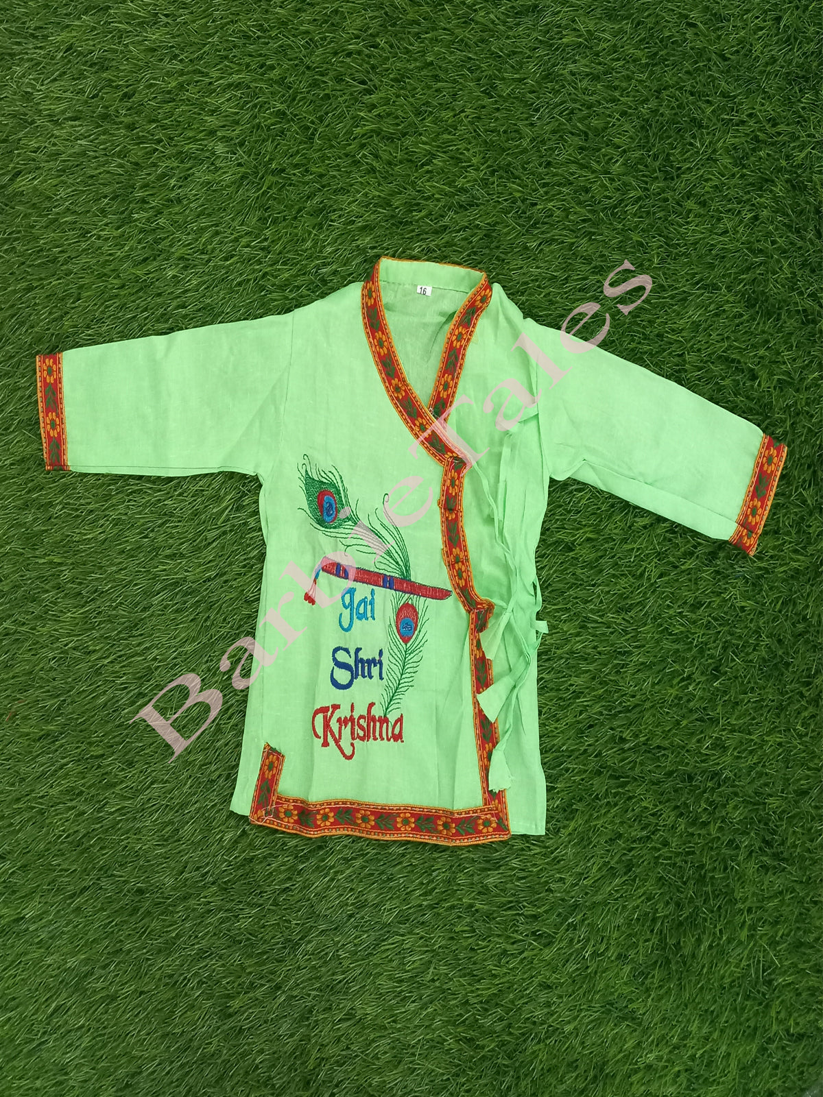 Krishna Green Top Green Dhoti Costume For Boys