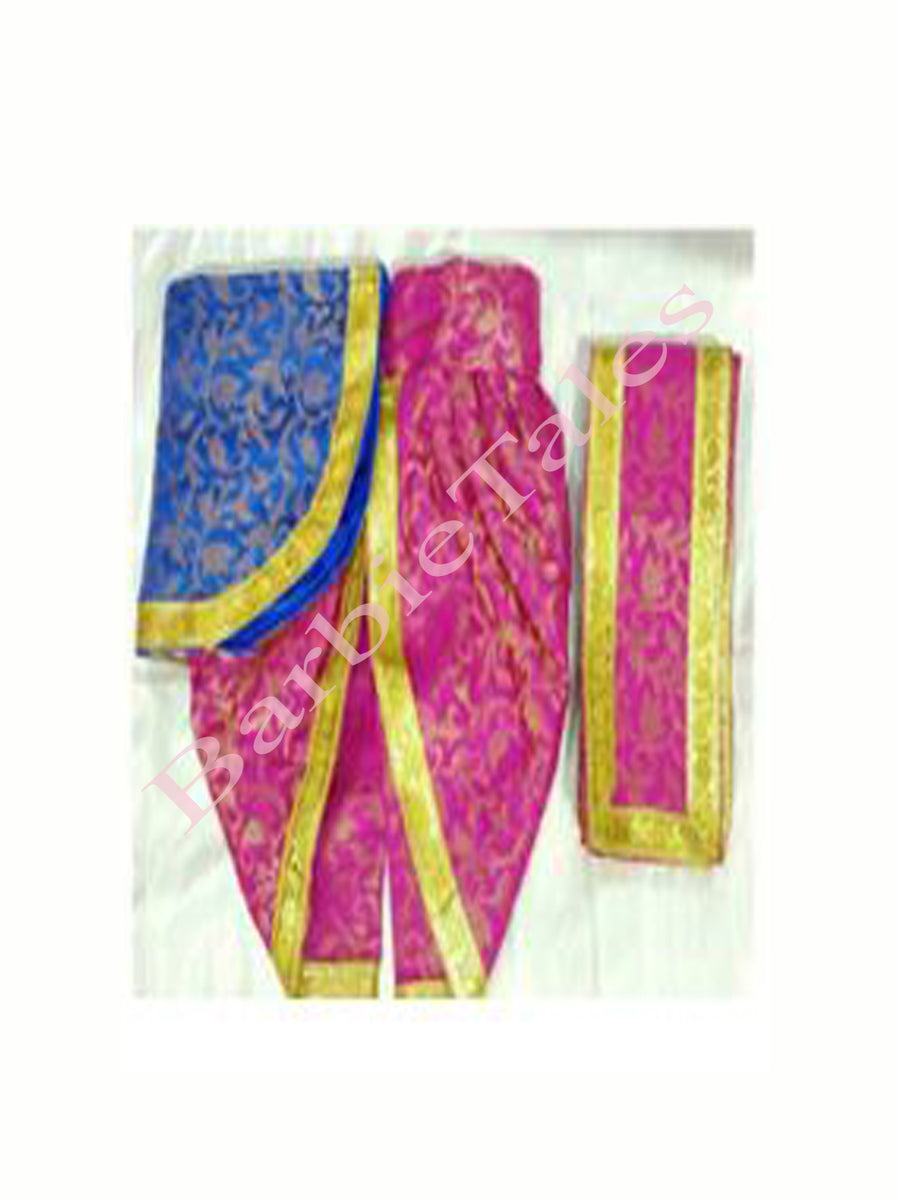 Little Bala Krishna Brocade Fancy Dress-No Ornaments-Mazenta