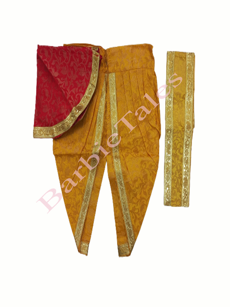 Little Bala Krishna Brocade Fancy Dress-No Ornaments-YELLOW