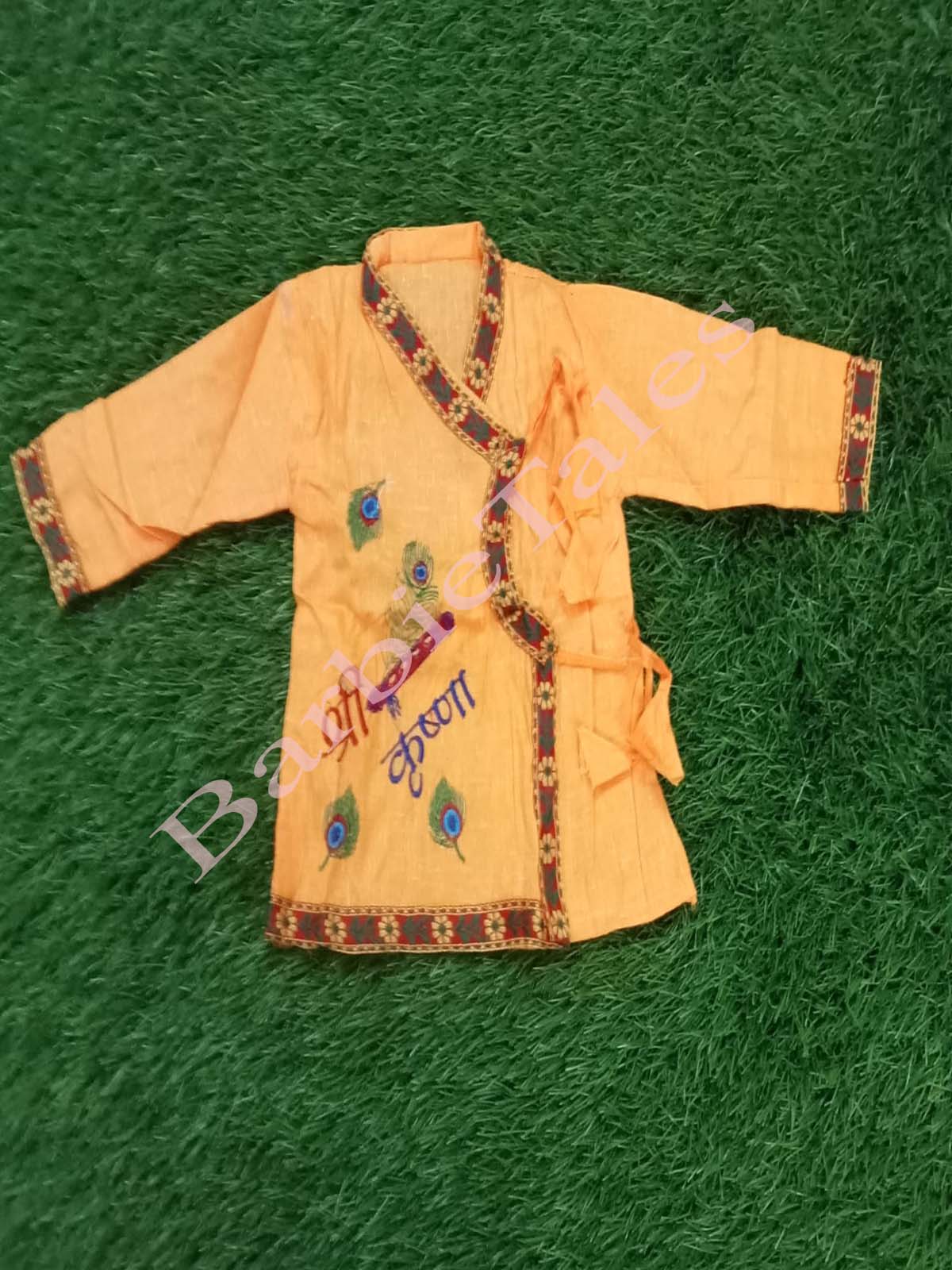 Krishna Yellow Top White Dhoti Costume For Boys