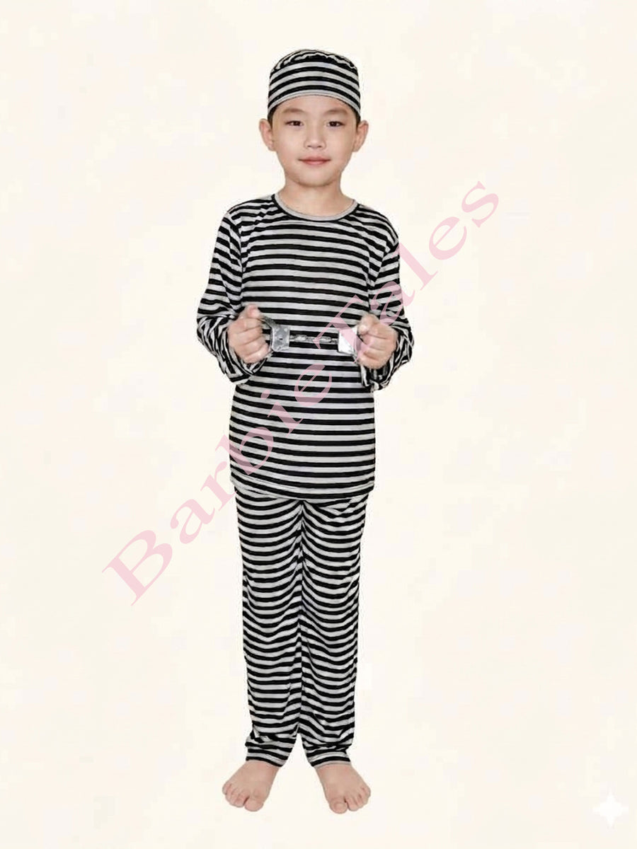 Prisoner Theif Fancy  Dress With Hand Cuffs
