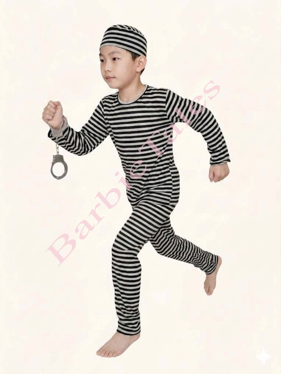 Prisoner Theif Fancy  Dress With Hand Cuffs