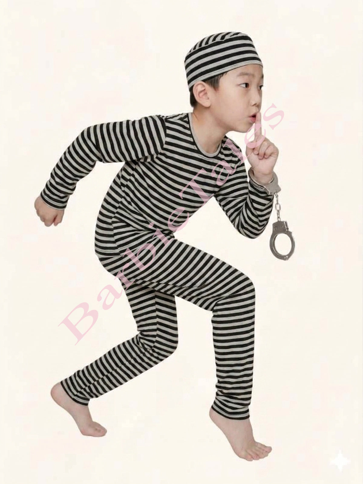Prisoner Theif Fancy  Dress With Hand Cuffs