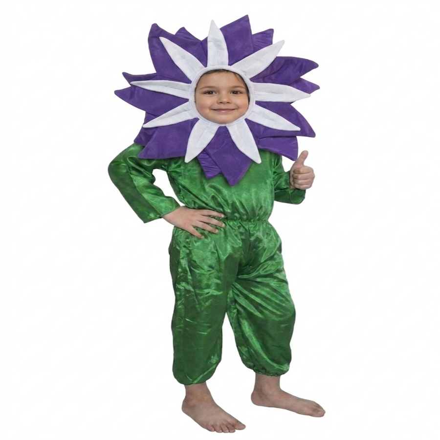 Violet Purple Flower Kids Fancy Dress Costume