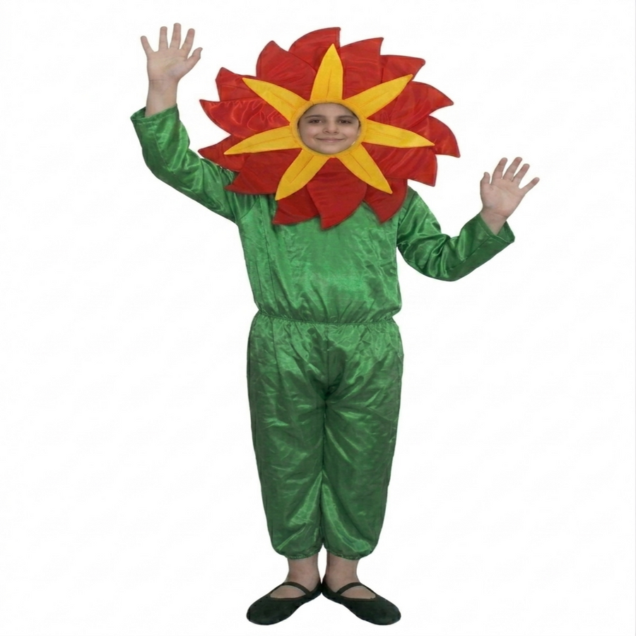 Red Flower Kids Fancy Dress Costume
