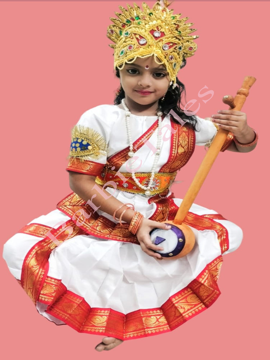 Saraswathi Devi Kids Fancy Dress For Girls  Costume - GODESS