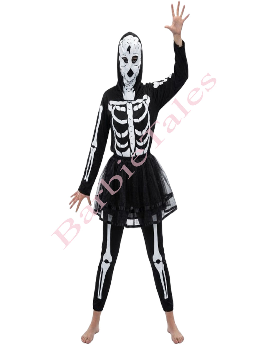 Skeleton Girl Fancy Dress For Kids Halloween Costume