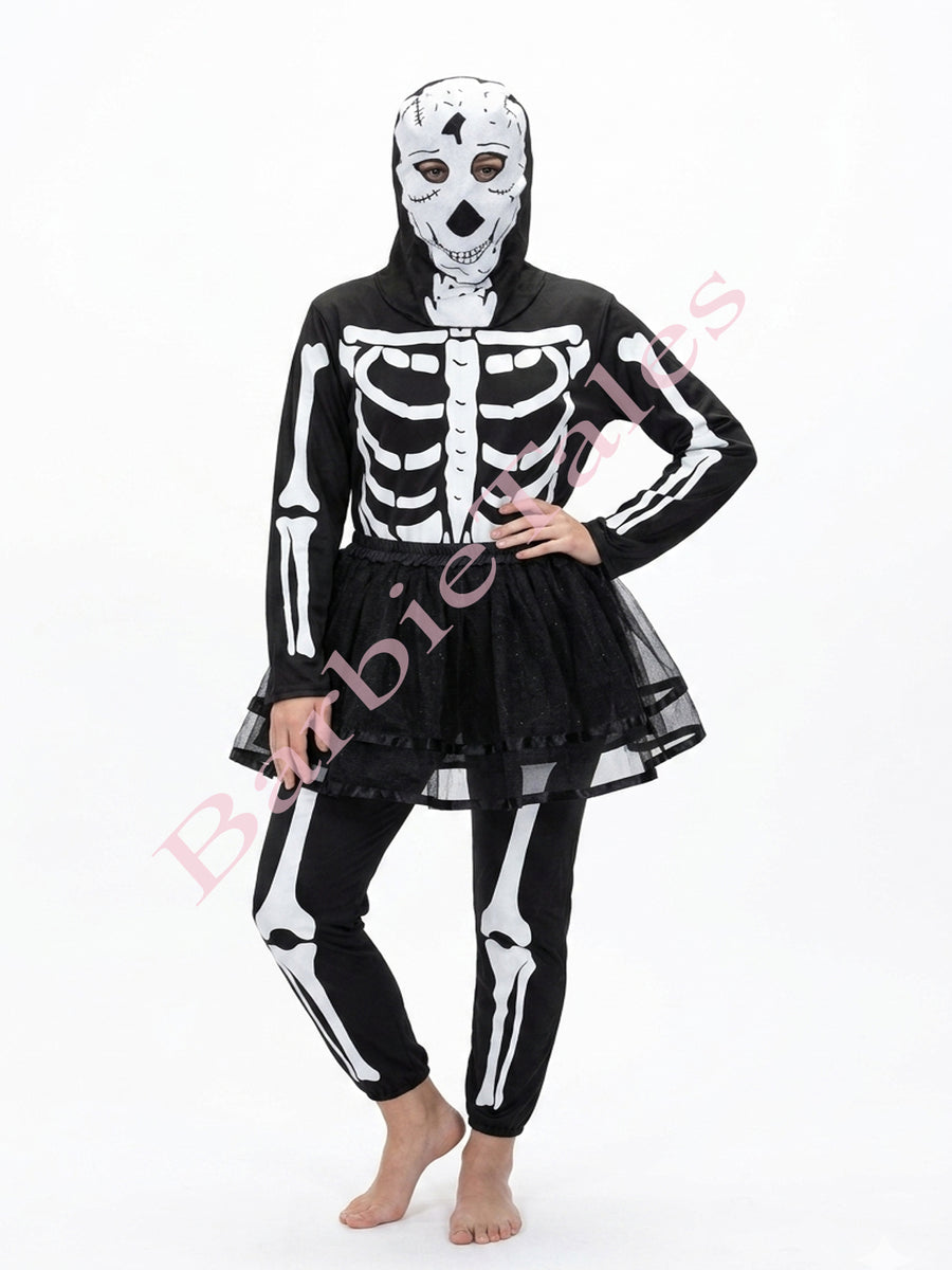 Skeleton Girl Fancy Dress For Kids Halloween Costume