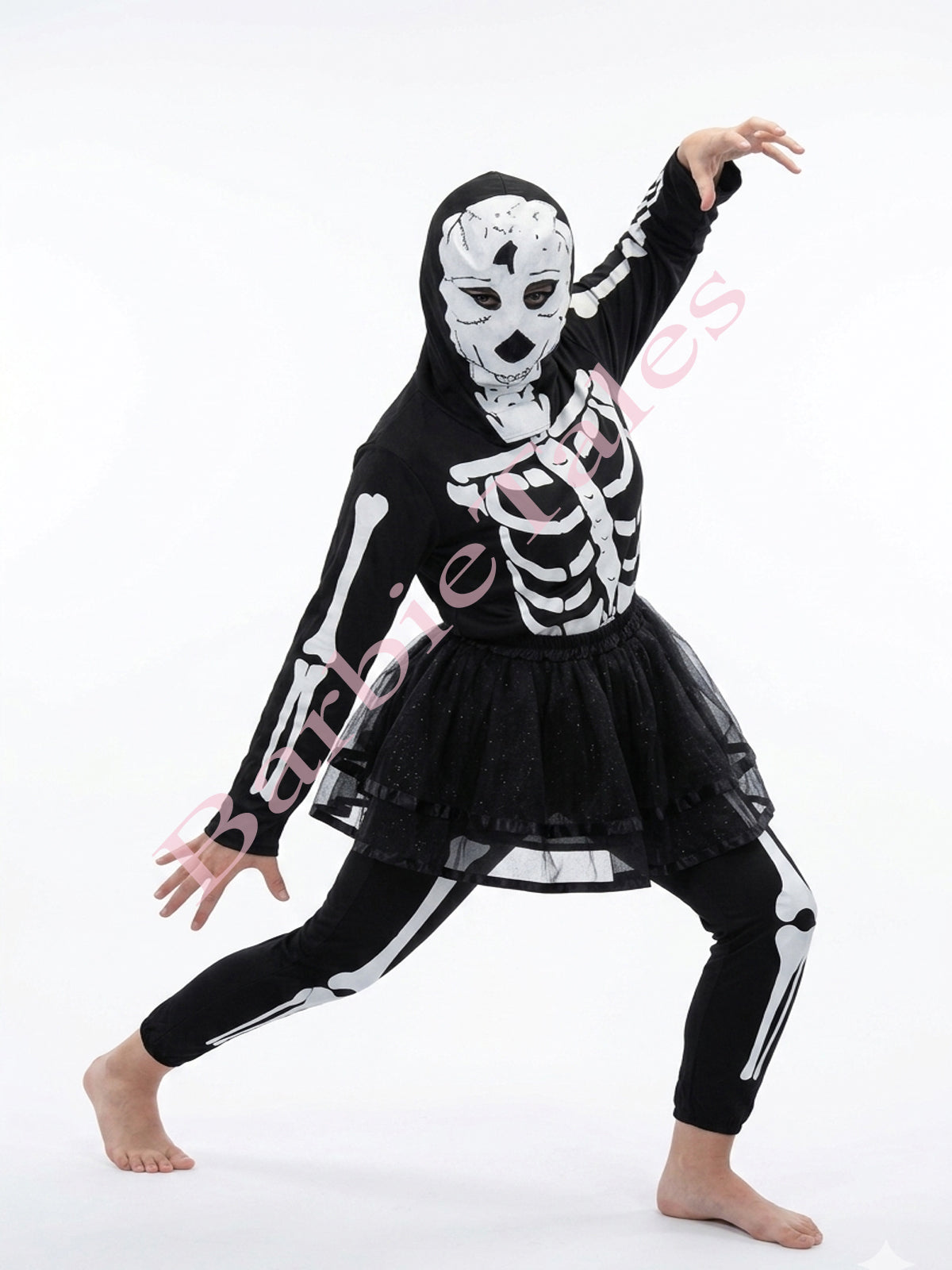 Skeleton Girl Fancy Dress For Kids Halloween Costume
