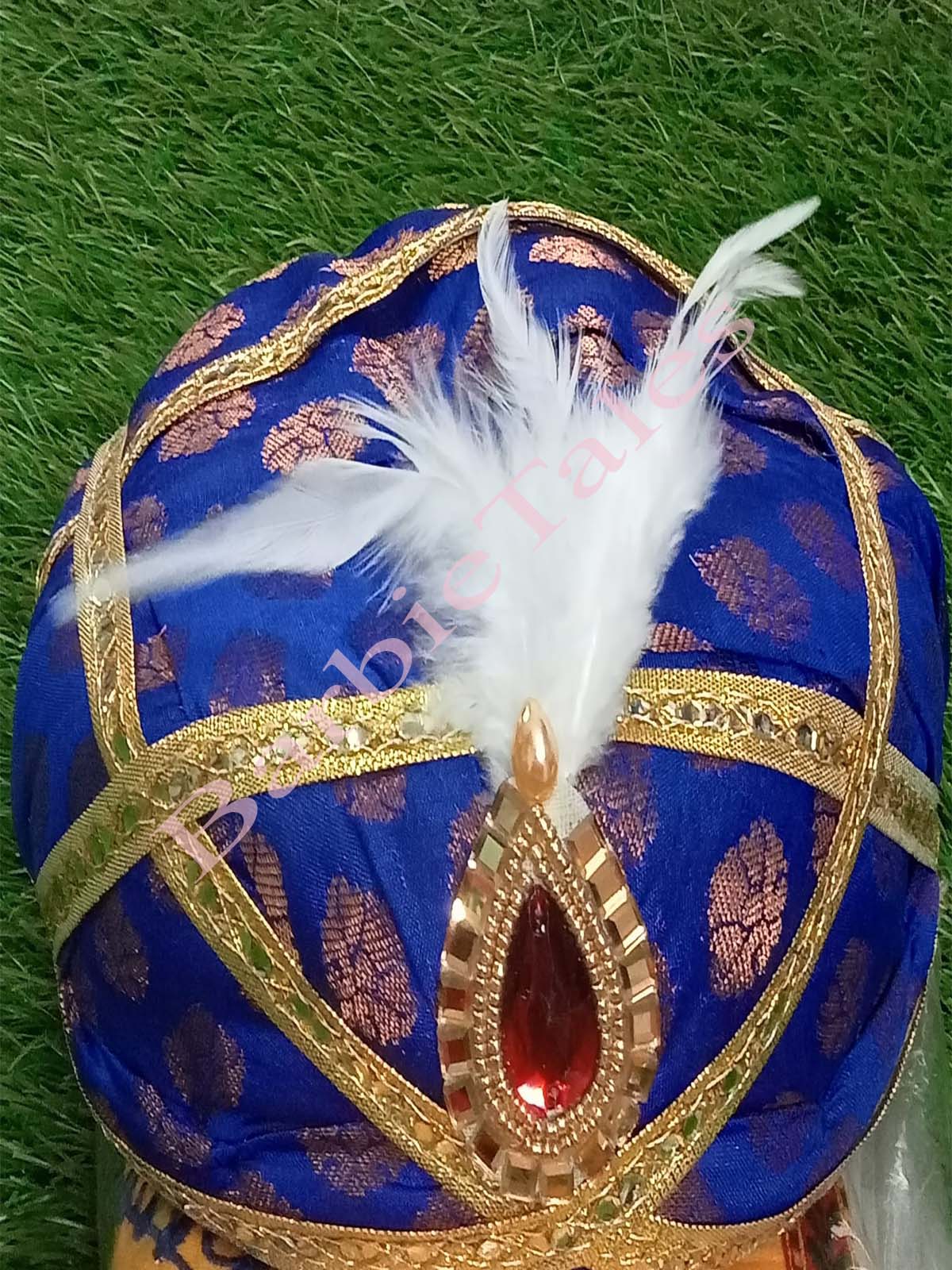 King Turban Pagidi with Feather for Kids and Adults