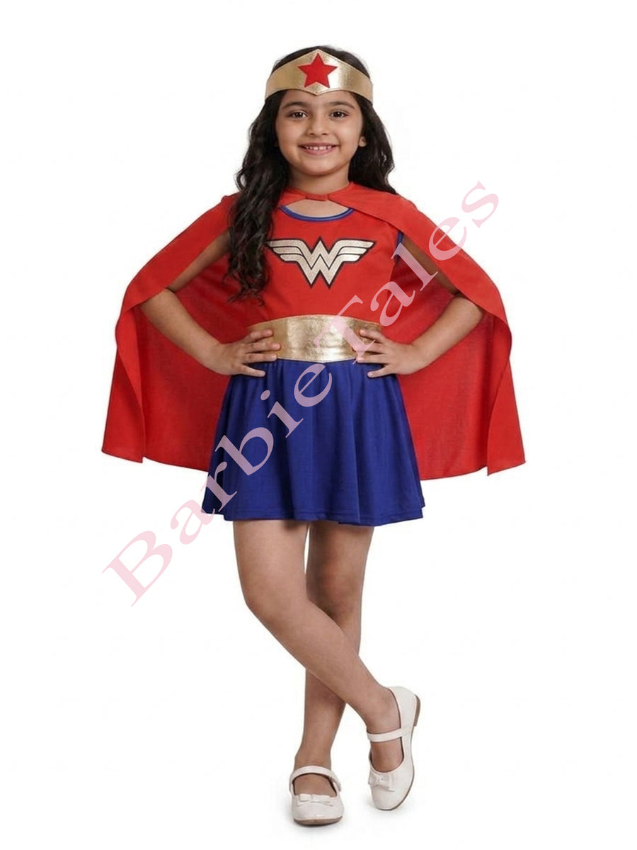Wonder Woman Superhero Kids Fancy Dress Costume For Girls