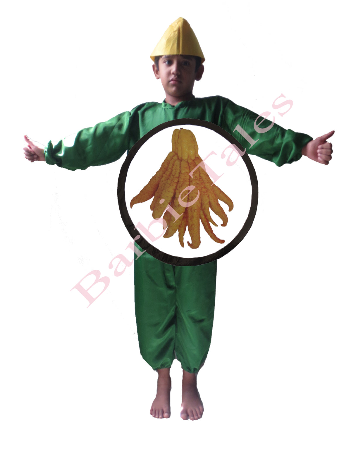 Fancy Dresses Fruit and Brinjal Vegetable Costume Cutout with Cap For Kids  | Healthy Food Costume