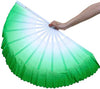 Japanese | Chinese  Silk Veil Assorted GREEN Color Bamboo Fan For Adults and Kids