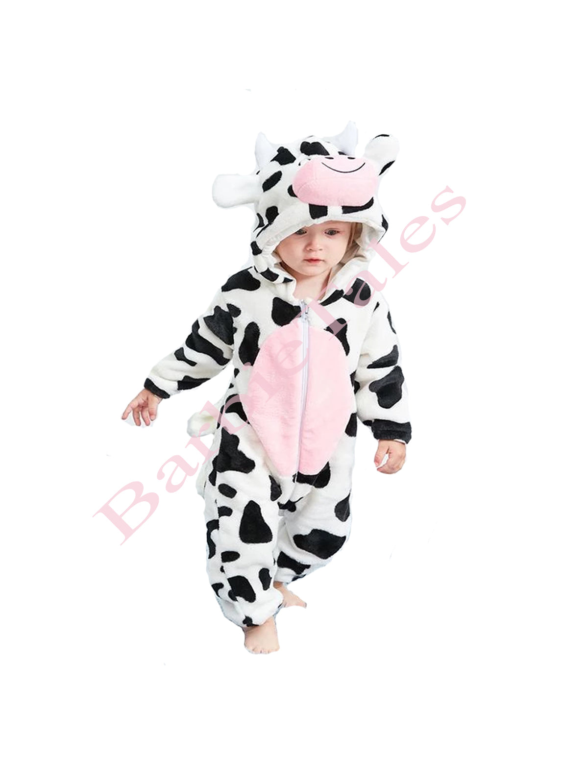 Printed Black Dairy Cows Hoodie Romper