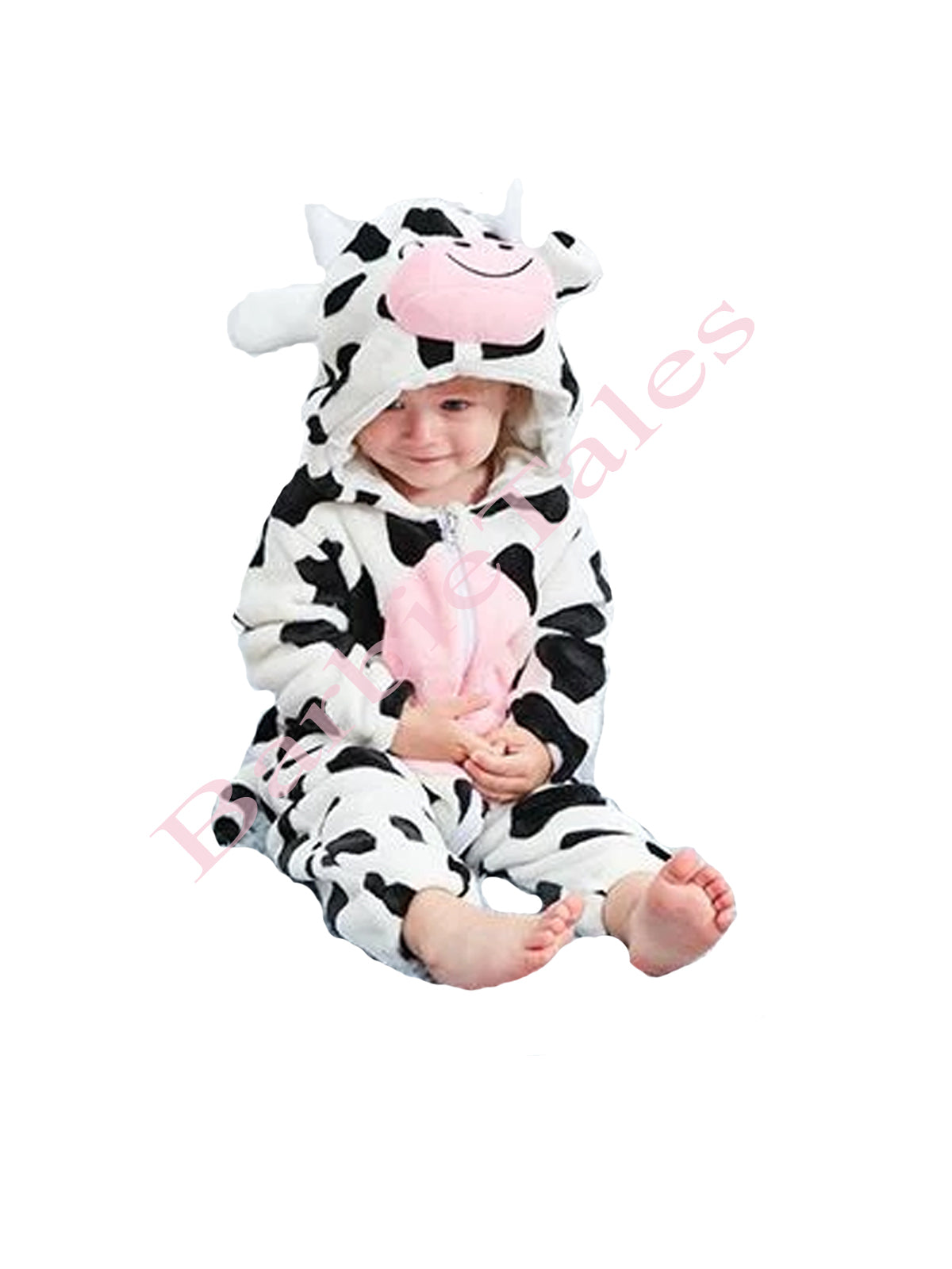 Printed Black Dairy Cows Hoodie Romper