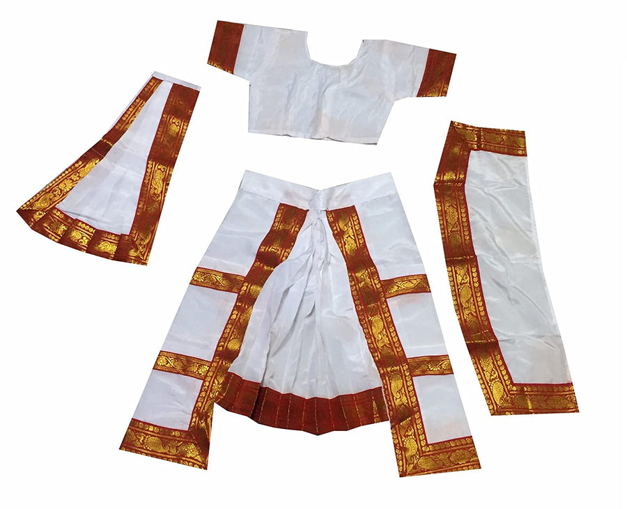 Bharatanatyam Indian Classical Dance Costume For Girls -White